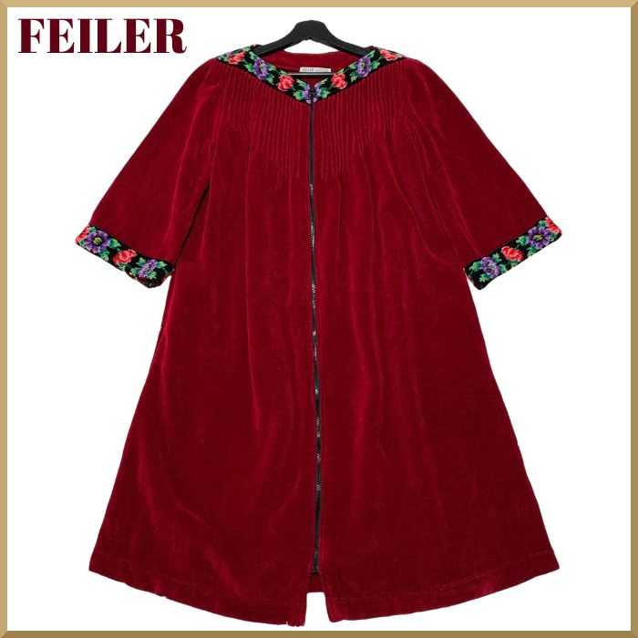 1点限り】FEILER ルームウェア ガウン バスローブ 花柄 レッド - メルカリ