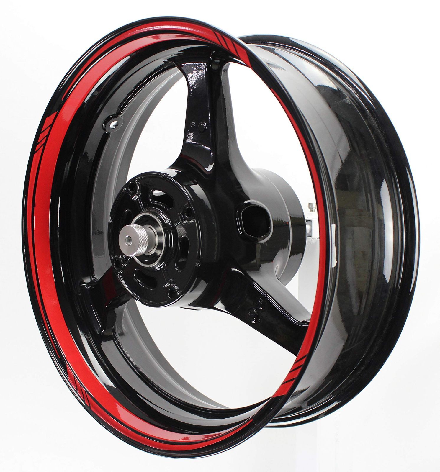 Color:レッド AxxL バイク用 17インチ カスタム 極太 リムステッカー STD2-F (レッド)