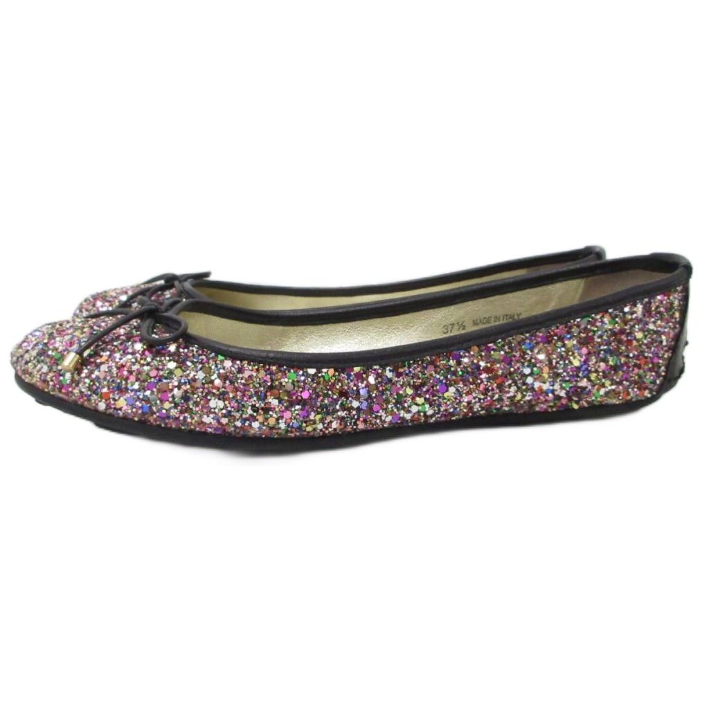 Jimmy Choo グリッターフラットシューズ ジミー チュウ】クリスタルやグリッターが煌めく！キャッチーな