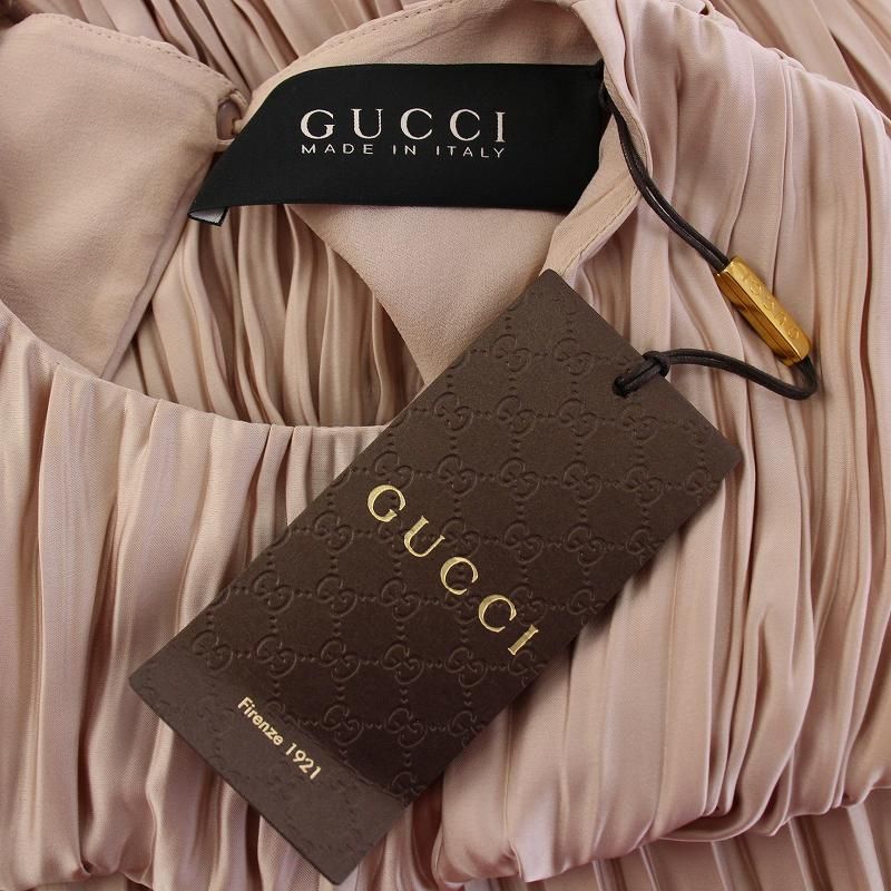 グッチ GUCCI ワンピース ドレス プリーツ シルク ノースリーブ 36 