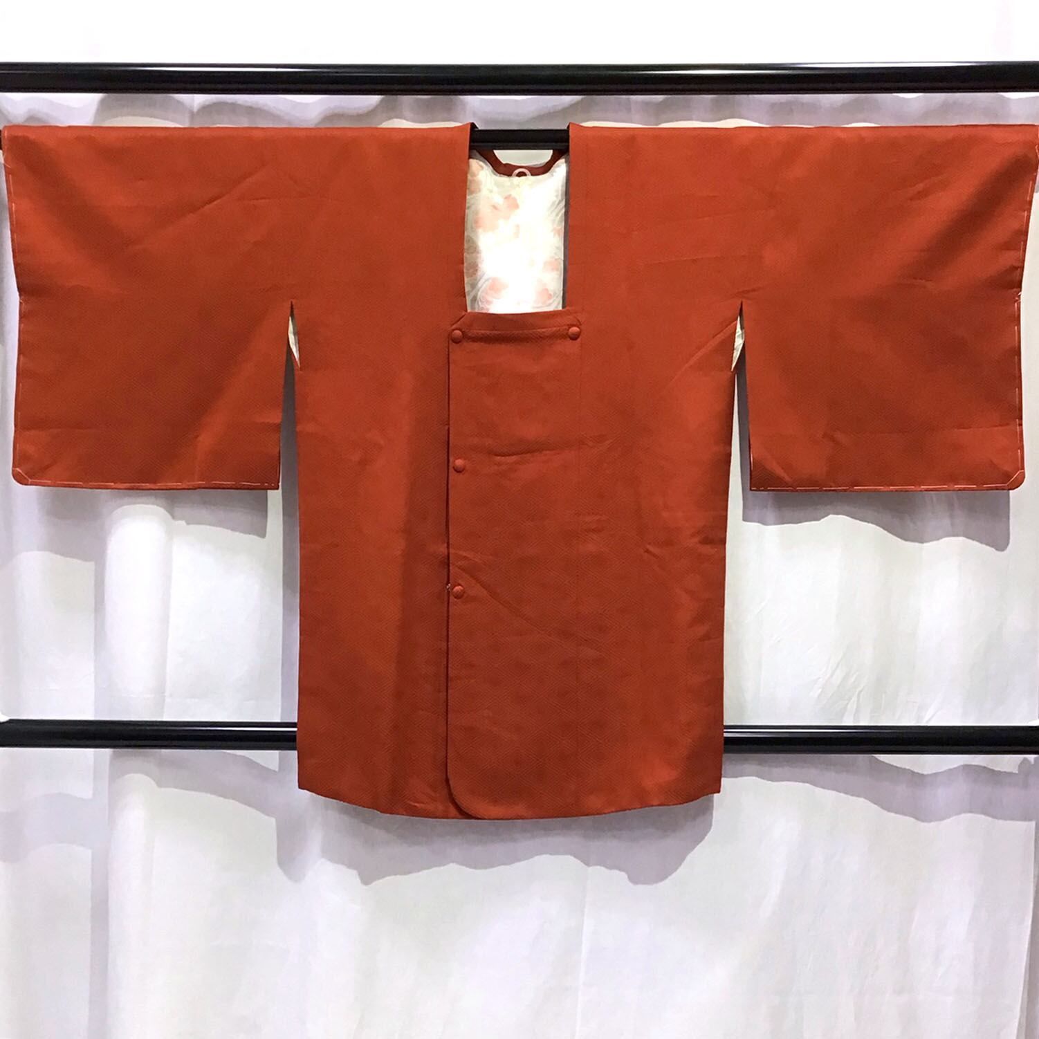 和装道中着 道行コート オレンジ系地 No.200701-1511 梱包サイズ60
