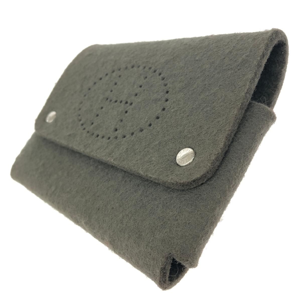 HERMES エルメス 最新 エテュイカルトGM ポーチ フェルト グレー ユニ