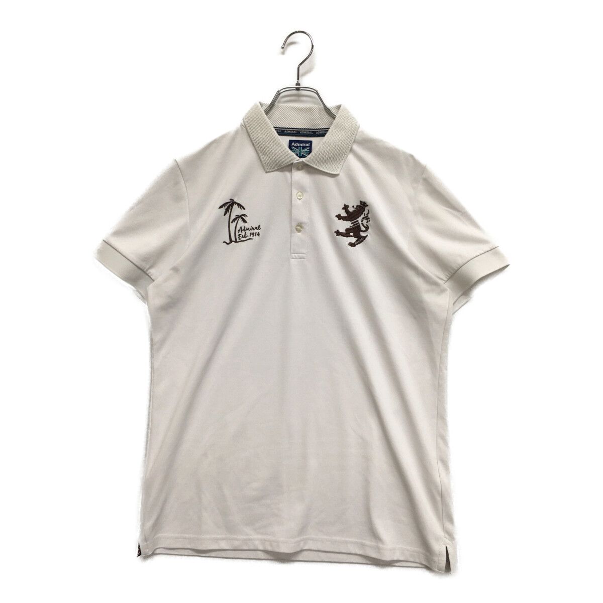 メンズ アドミラルゴルフ Admiral Golf 半袖ポロシャツ LL 白 ホワイト 刺しゅう