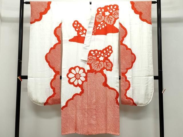 平和屋着物○豪華振袖・長襦袢セット 総絞り 雲取り舞花文 黒地 正絹  