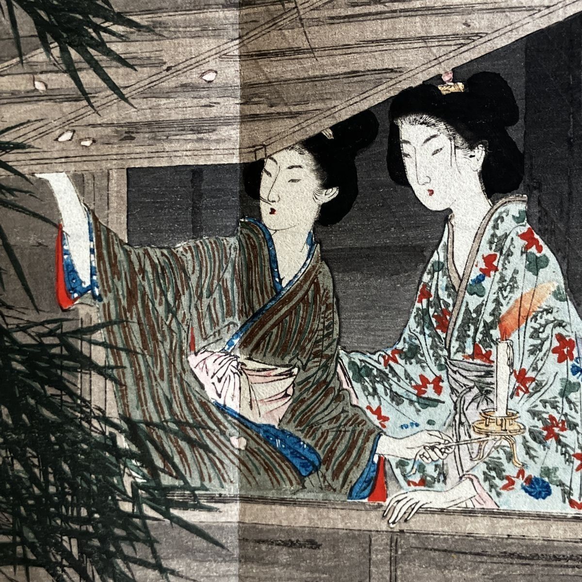 小説口絵木版画4枚売り、鈴木華邨画、尾竹国観画、武内桂舟画、山本英