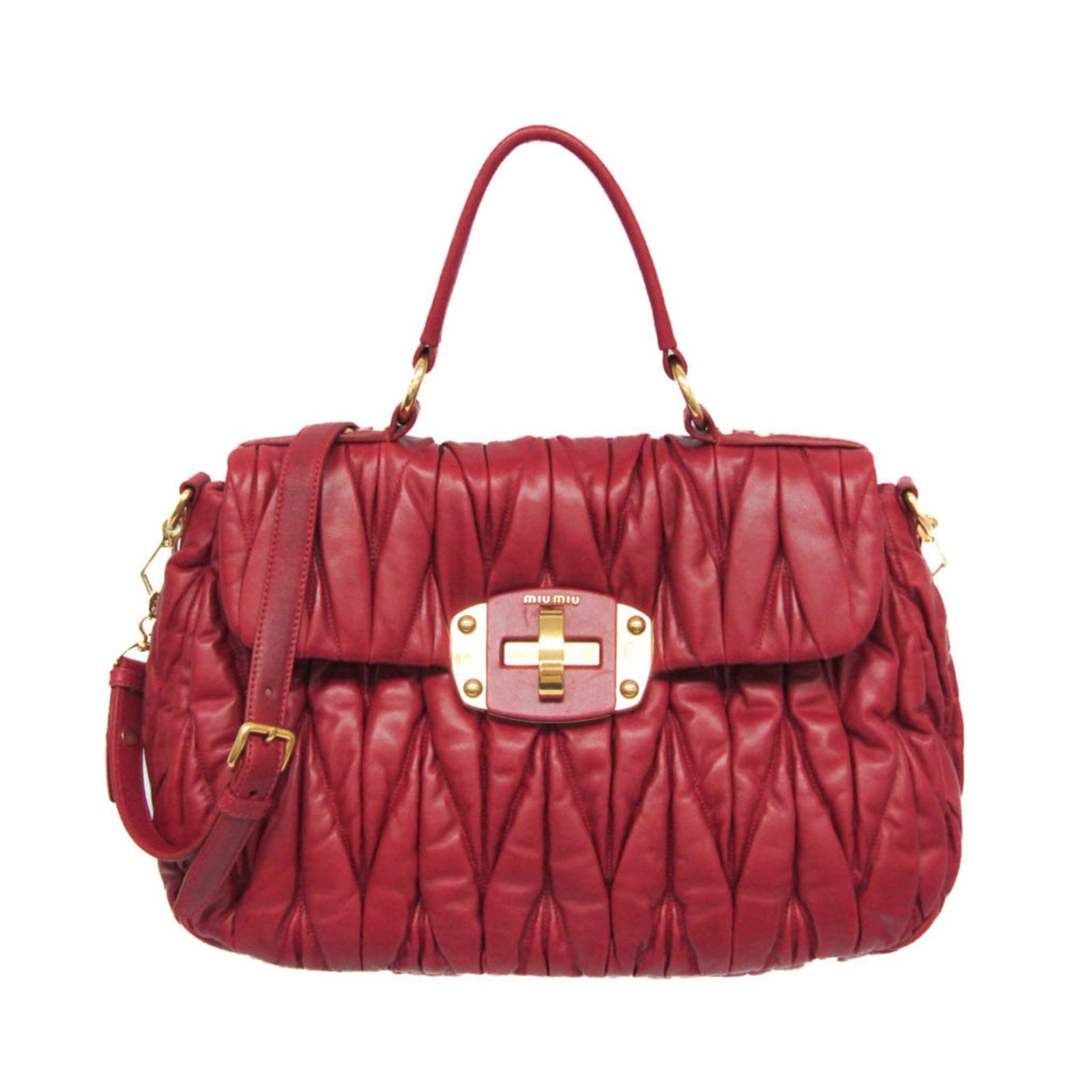 Miu Miu マトラッセ ジップ ハンドバッグ ☆送料関税込☆MIU MIU マテラッセ トップハンドル ハンドバッグ