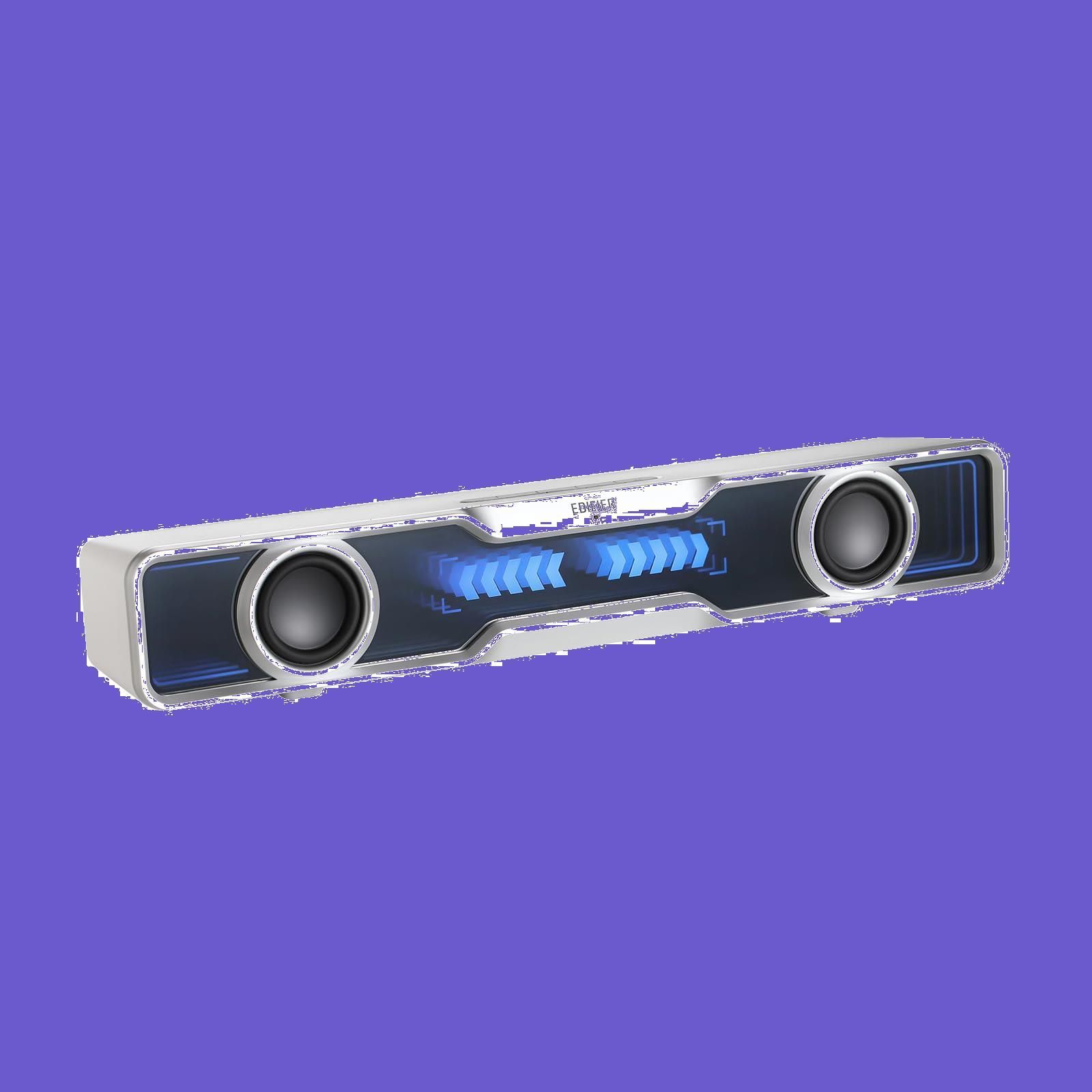 内蔵マイク RGBライト付き 専用アプリ Type-A給電式 USB ゲーム/音楽/映画モード対応 5.4 Bluetooth サウンドバー パソコン/ラップトップ/タブレット/スマートフォン対応 PCスピーカー QS30 ホワイト S