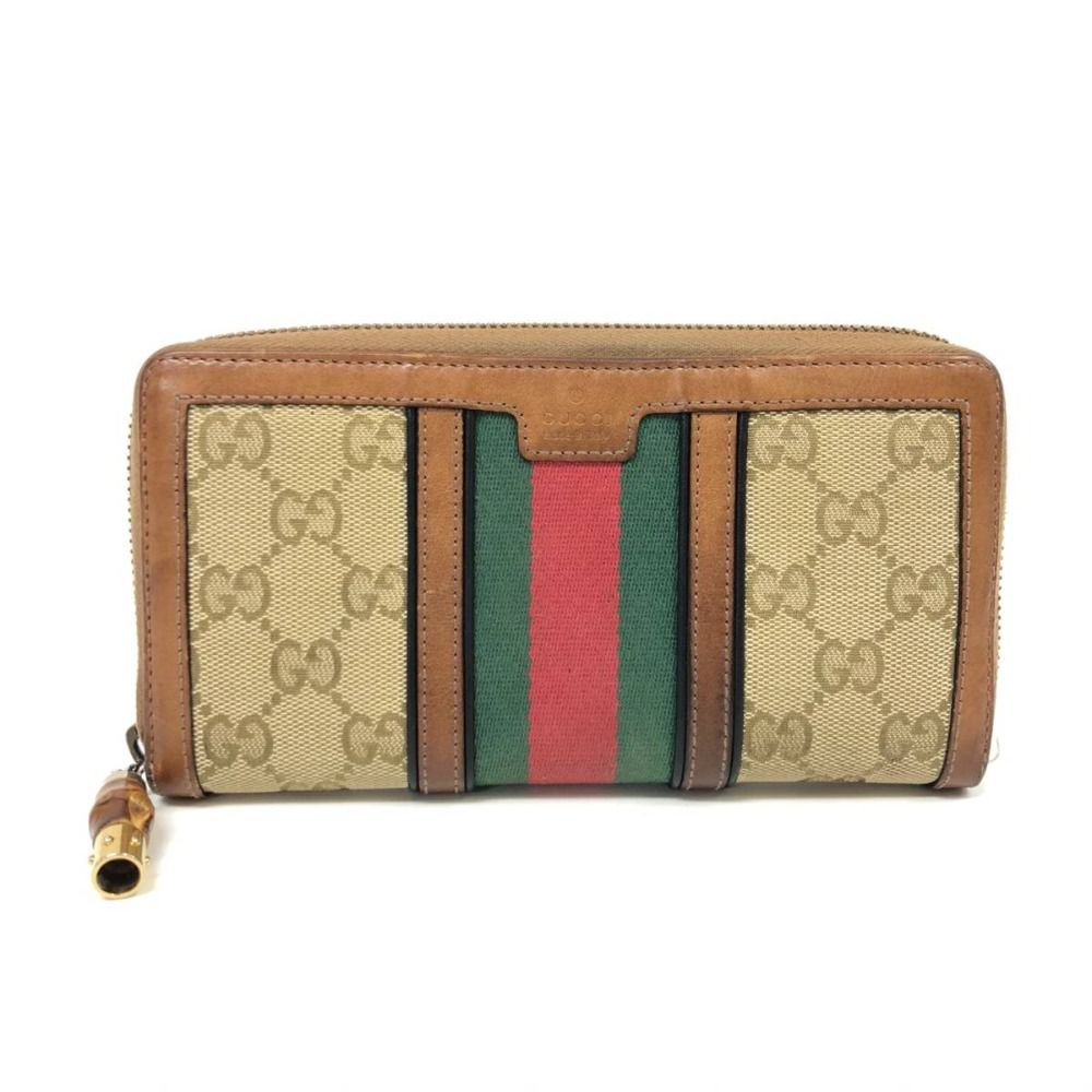 GUCCI/グッチ 353651 GGキャンバス シェリーライン 長財布 ベージュ系