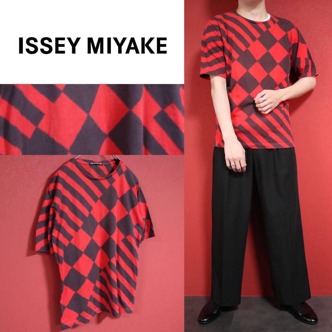 極希少】ISSEY MIYAKE MEN ストライプ＆チェック 総柄 Tシャツ