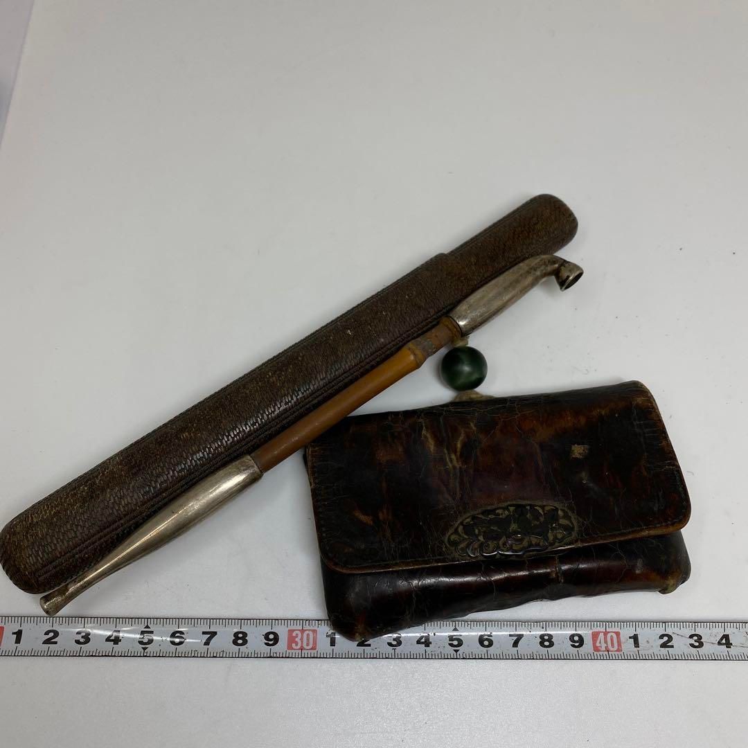 江戸時代 銀キセル付 タバコ入 174g 東さ6-1117