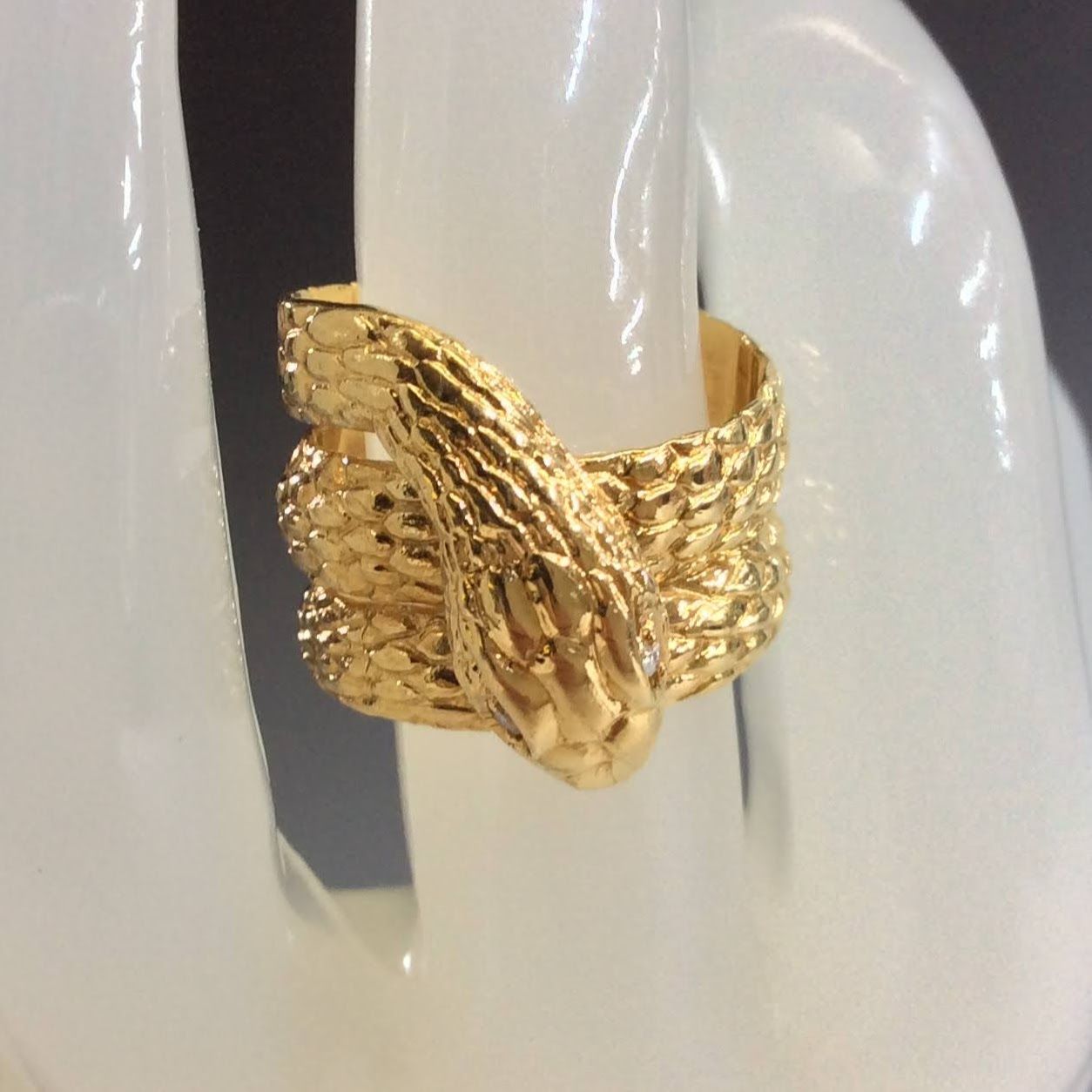 蛇 スネークリング ダイヤモンド K18 サイズ14号 重さ12.6g 18金  