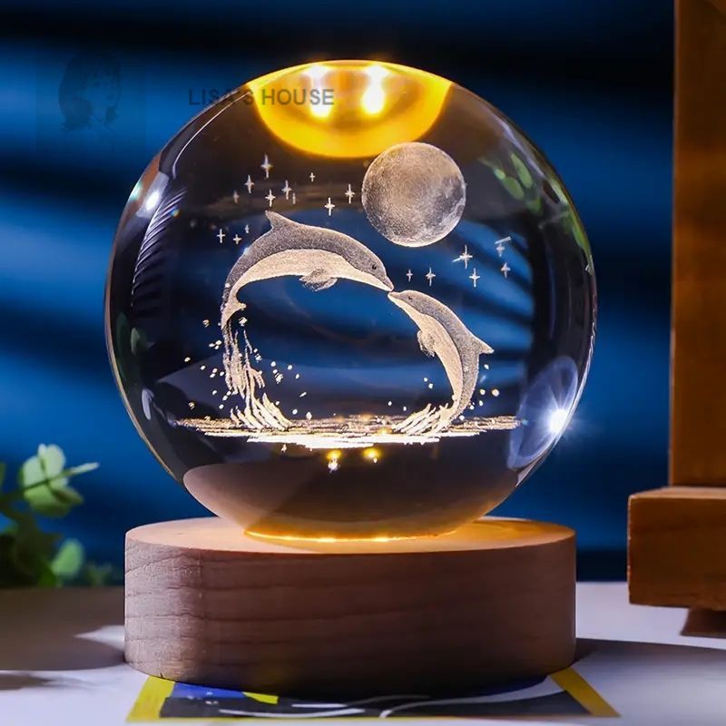 クリスタルボールイルカデザイン 3D 彫刻 ベッドサイドランプ 楽天市場】【最短翌日配送】クリスタルボール 3D クリスタル ボール