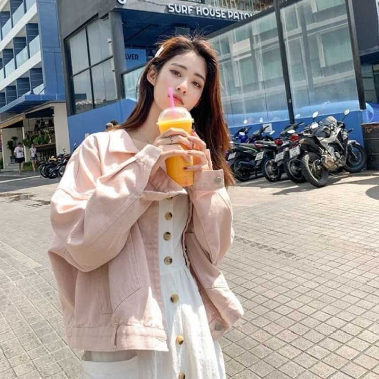 Gジャン ショート丈 レディース オーバーサイズ アウター ジャケット ピンク ライトアウター デニム デニム ブルゾン ゆったり ジージャン デニム 春アウター 秋 春 羽織り 長袖 ショートジャ dzdx9722