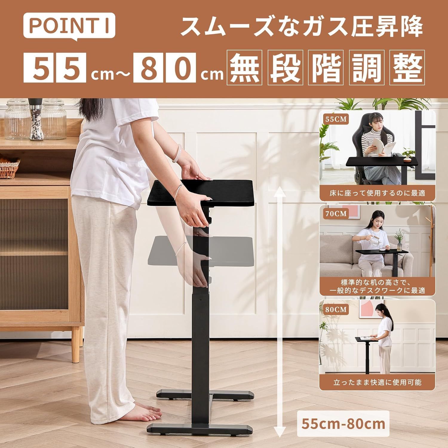 ナチュラルウッドと紫色の樹脂シンプルモダンサイドテーブル 車用にも