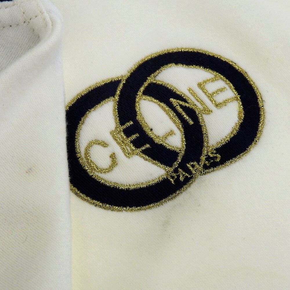 CELINE - 未使用 タグ付 セリーヌ CELINE 90年代ヴィンテージ 裏起毛コットン スウェット トリム Tシャツ パンツ セットアップ L 白 紺２点 レディー 未使用 タグ付 セリーヌ CELINE 90年代ヴィンテージ 裏起毛コットン