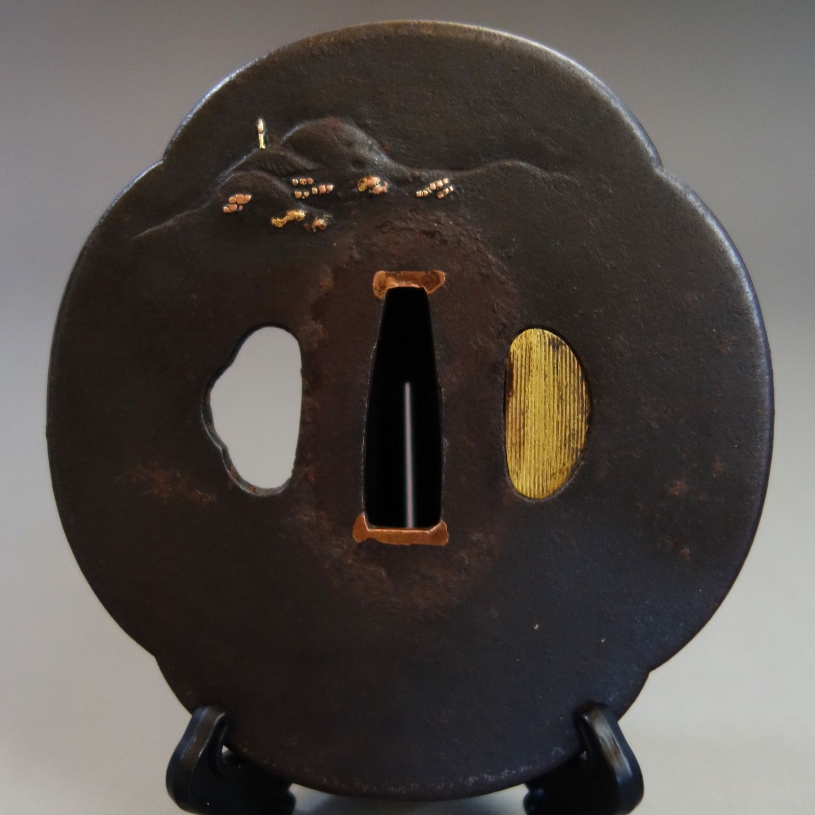 鉄透かし鍔 景法 鉄透かし鍔 景法 鉄透かし鍔 景法 （鍔 笹透かし鍔 毛利元