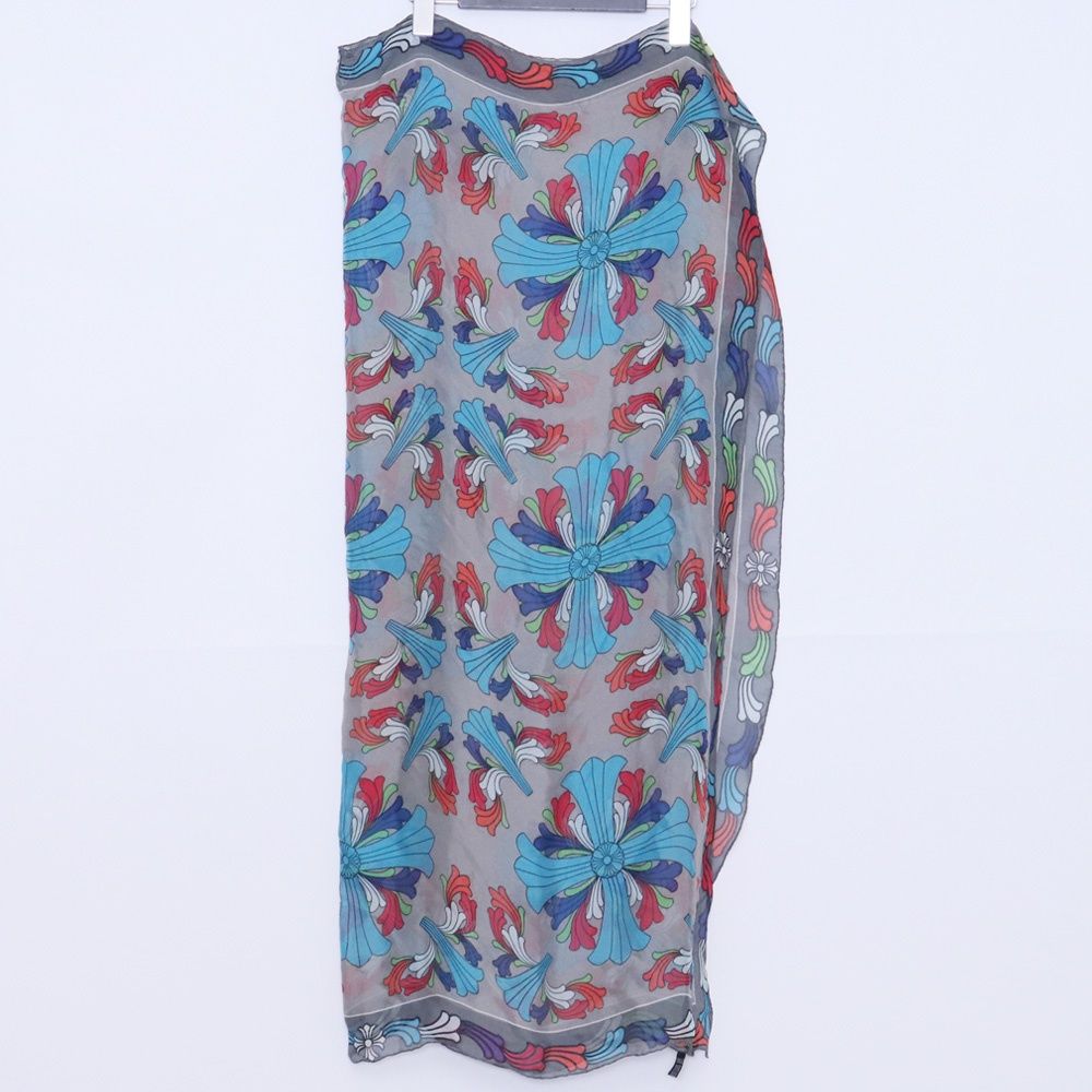 クロムハーツ マルチフローラルクロス プリント シルク　スカーフ CHROME HEARTS マルチフローラルクロス プリント シルクスカーフ