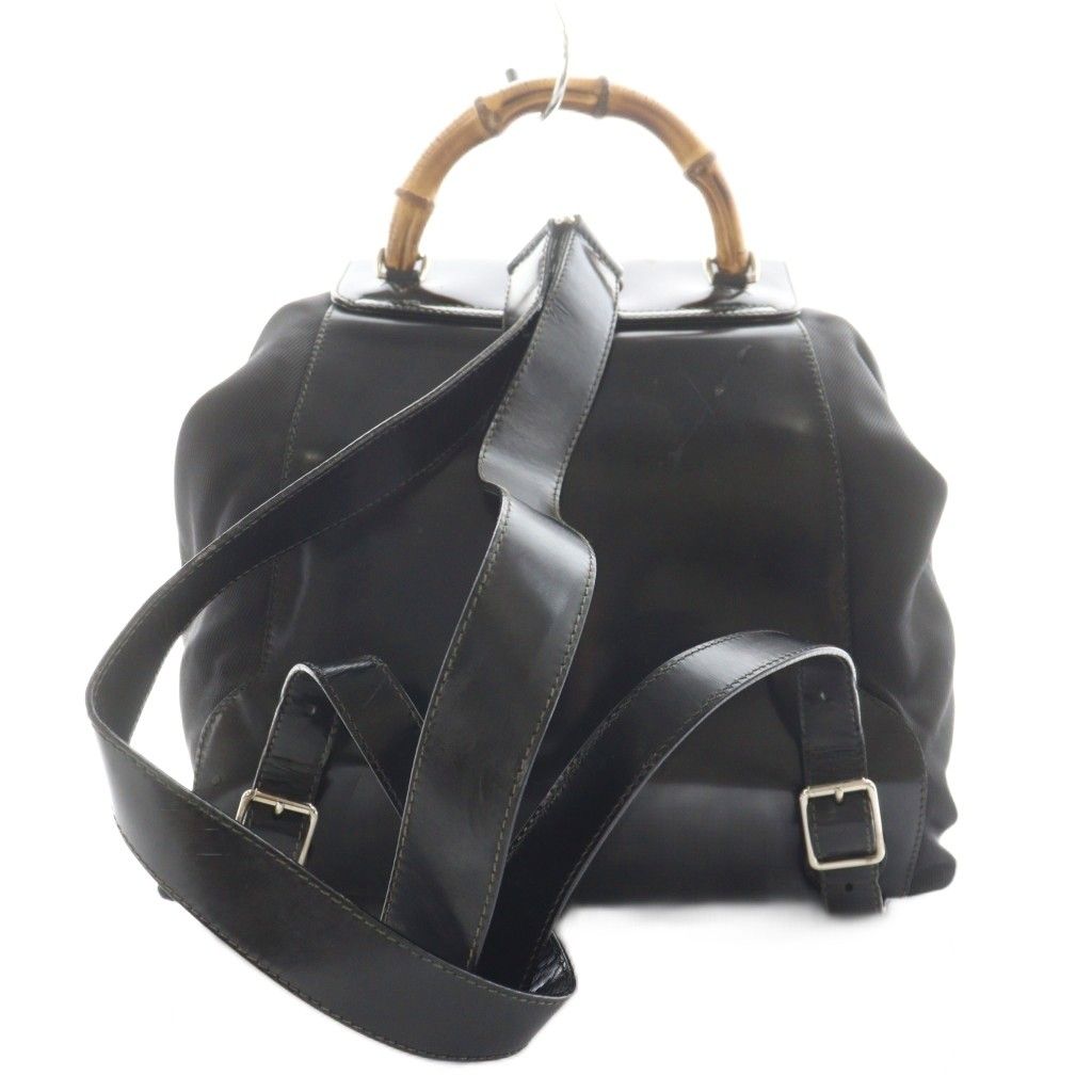 【美品】GUCCI グッチ　リュック バンブー エナメル　黒 グッチ GUCCI バンブー リュックサック デイパック エナメル