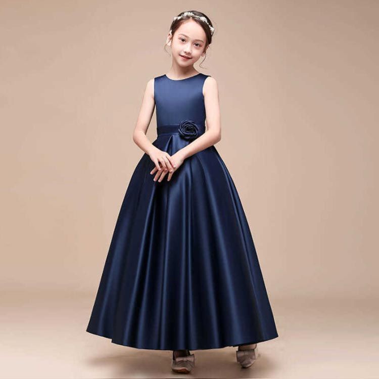 選べる 子供ドレス 発表会ドレス 豪華 タフタ素材 上質 ジュニアドレス 女の子 ロングドレス パニエ 110 cm 120 130 140 150 160 ブルー パープル レ tens 223176