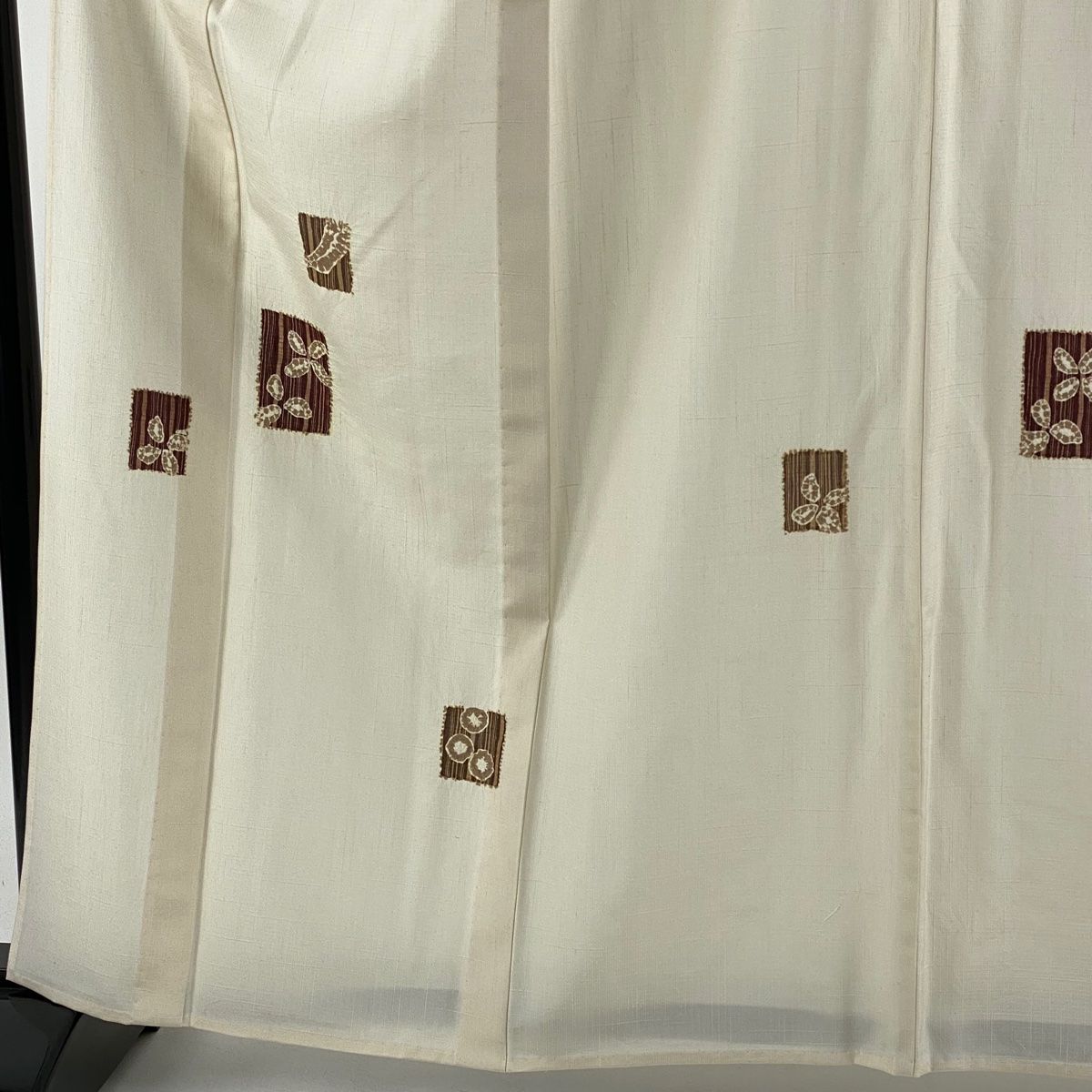 付下げ 身丈161.5cm 裄丈64.5cm M 単衣 青柳 赤城紬地 奇翠 落款 花  