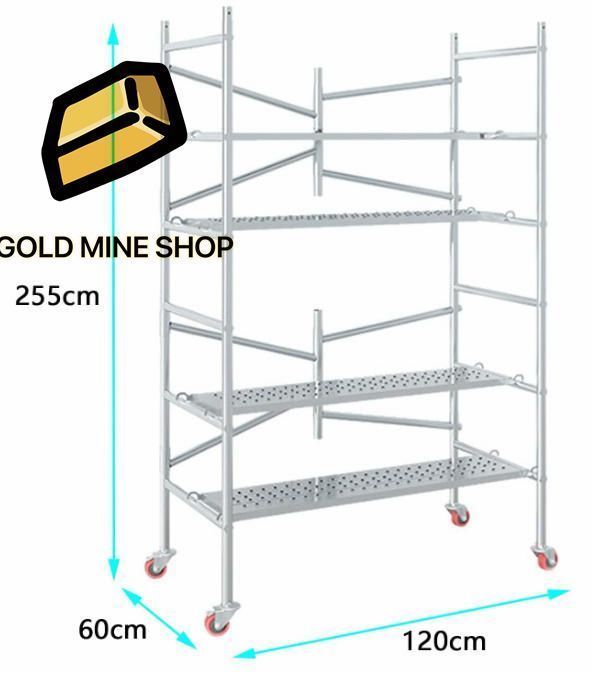 足場 高所作業台 ローリングタワー 足場板 ホイール付き 作業ステップ 移動作業台 作業用階段 足場 脚立 アルミ制 足場脚立 アルミ足場板 立ち馬 足場台 折りたたみ足場 2.55 1.2 0.6M