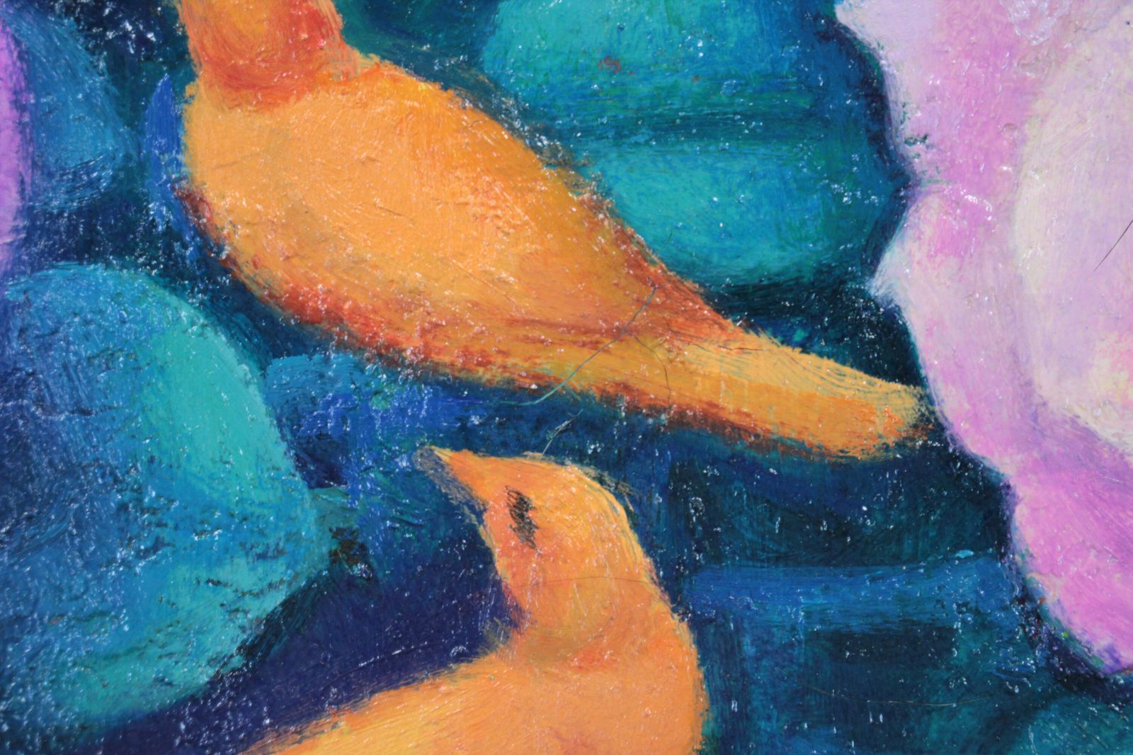 阿部乙人『花と鳥』油彩画【真作保証】 絵画 阿部乙人『花と鳥』油彩画【真作保証】 絵画