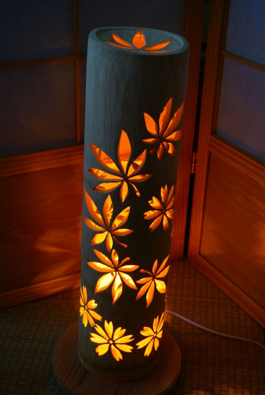 竹灯り・竹あかり・竹灯籠・竹灯篭・竹ランプ 全面彫り～～ 癒しの灯り