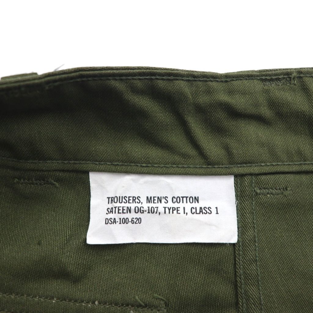 60 s US ARMY Vintage Fatigue Trousers トラウザーズ ベイカーパンツ L カーキ SATEEN OG-107 TYPE 1 CLASS 平ボタン 8405-782-3173 ミリタリー 60年代