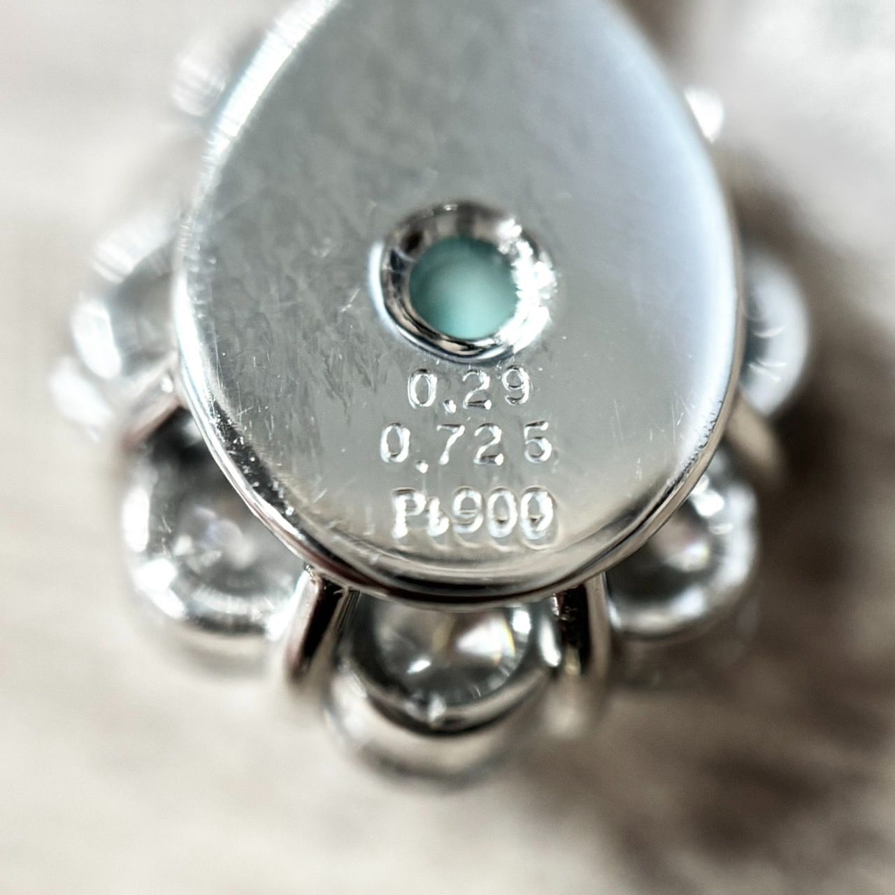 Pt900 Pt850 天然 パライバトルマリン 0.29ct 天然 ダイヤモンド 0.725 