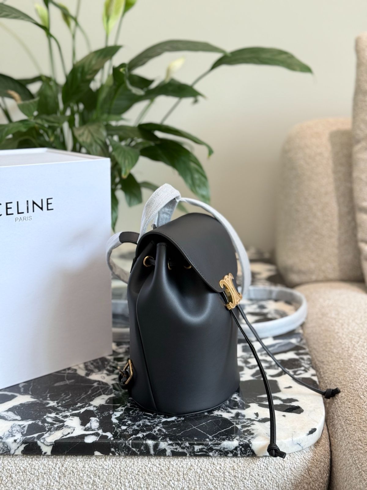 【CELINE】BACKPACK CELINE BONNIE バックパック BACKPACK CELINE BONNIE IN Triomphe Canvas and calfskin - TAN