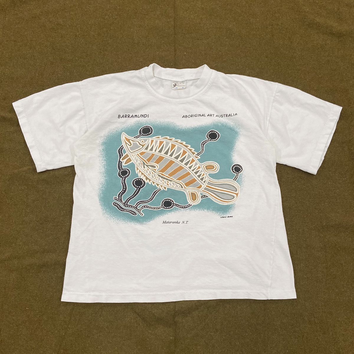 90s 魚 アート プリント Tシャツ ヴィンテージ オーストラリア製 XL 古着 MJ0100