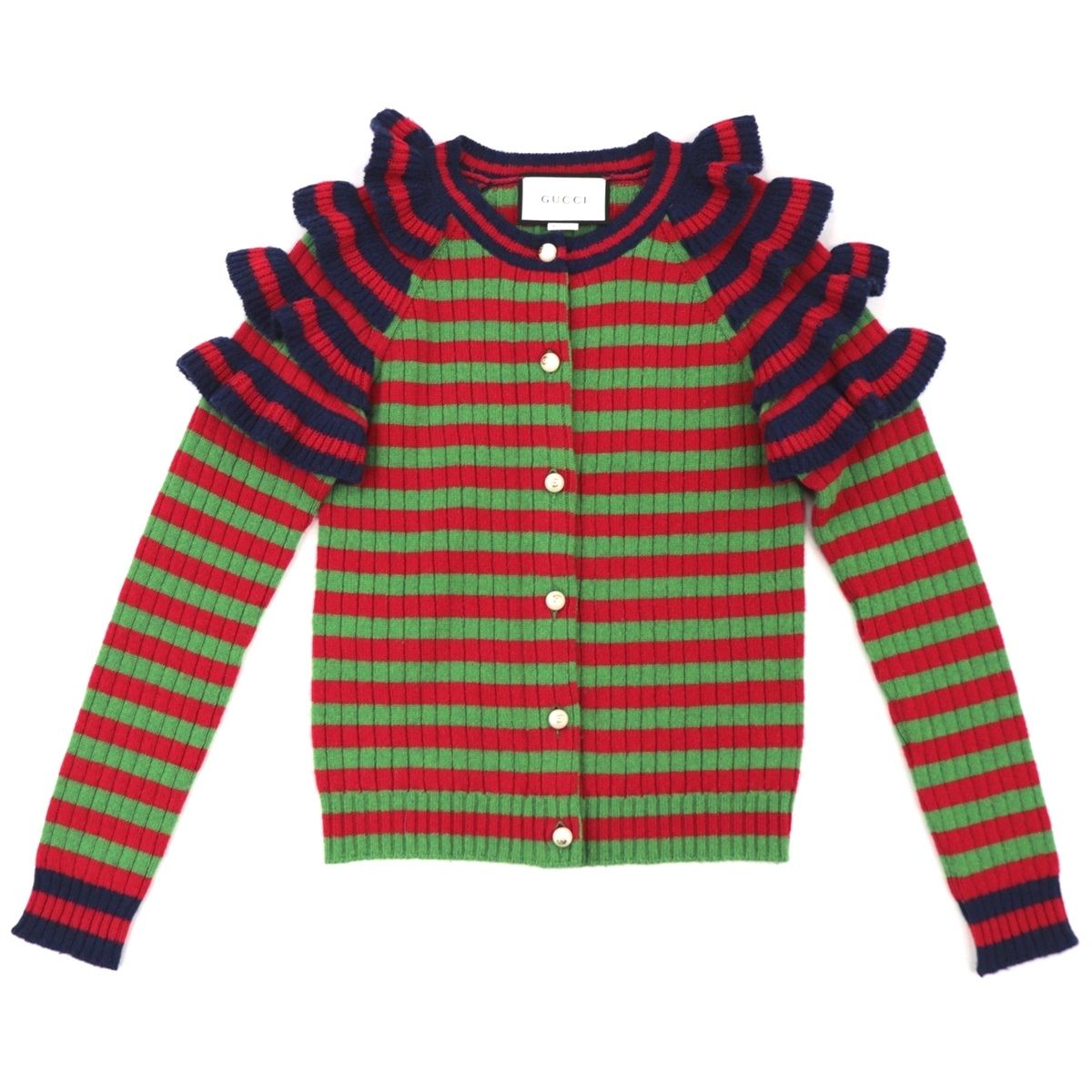 GUCCI フリル付きカーディガン ネイビー GUCCI フリル付きカーディガン ネイビー