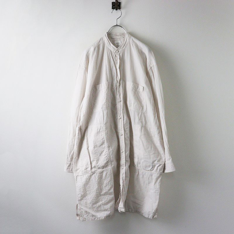 メゾンドソイルオム MAISON DE SOIL HOMME コットンバンド シャツコート 2|オフホワイト ドレス シアー チェック 2400014404555