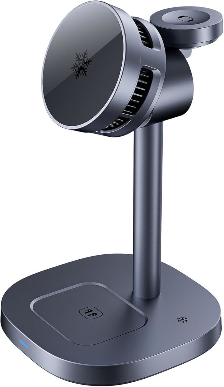 WORLD GADGETS Ice MagChargerQi2 冷やす3-in-1 ワイヤレス給電ステーションQi2対応|MagSafe対応折りたたみ式 マグネット式 最大15W急速給電 iPhone 16|15|14|13|12 Apple