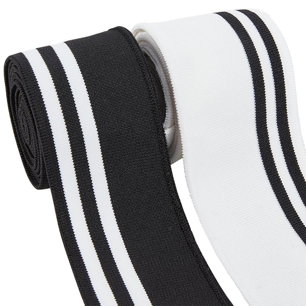 商品 ストライプ柄 DIY 110 x 5.5 cm 43.3 2インチ 手芸 袖 ニット生地 ウエストバンド ストライプ ネックバンド 伸縮 レッグ 袖口 アーム リブ編み スポーツウェアに BENECREAT 袖の延長に