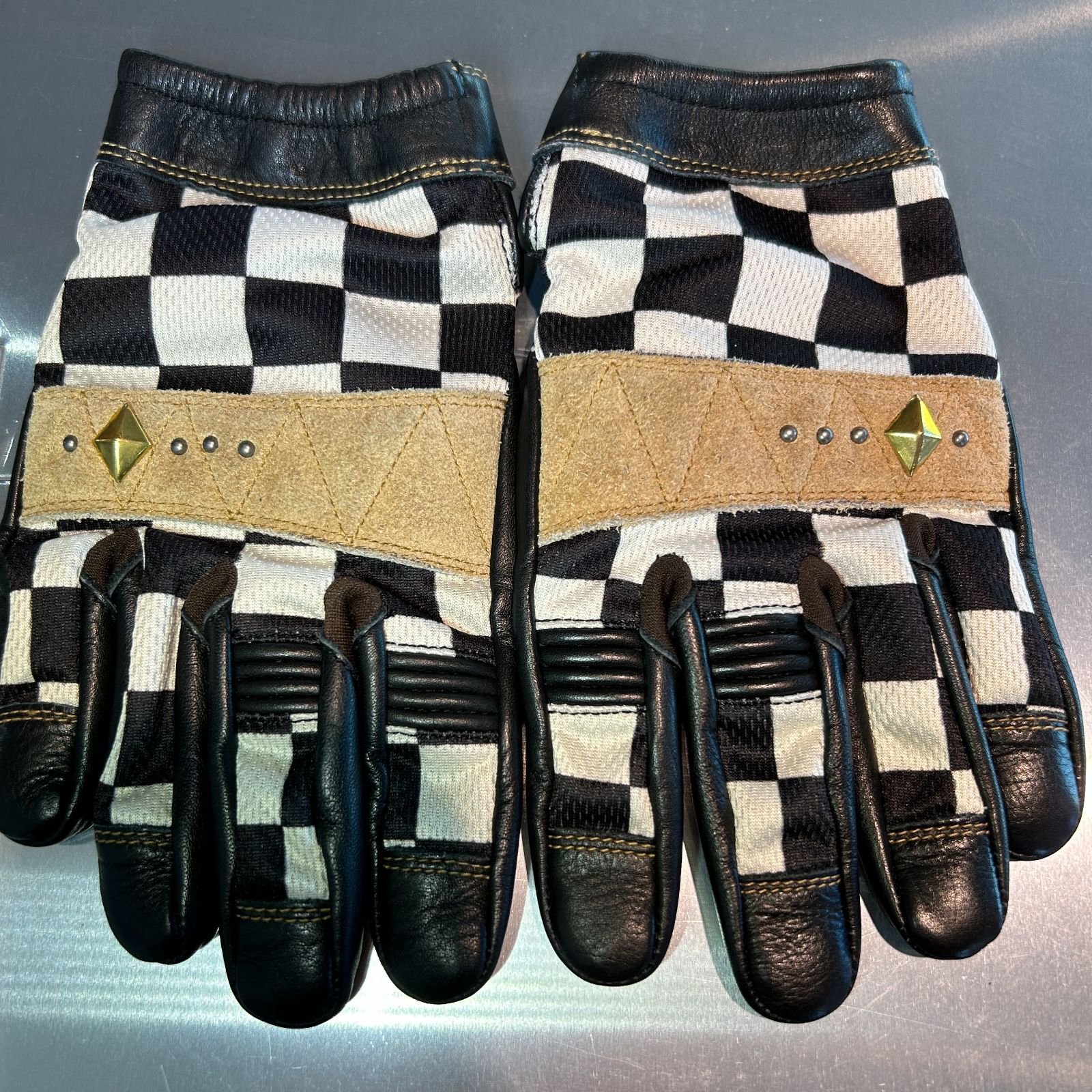 Vin&Age】 CHECKERD MX グローブ TYPE VG16B アイボリーベース