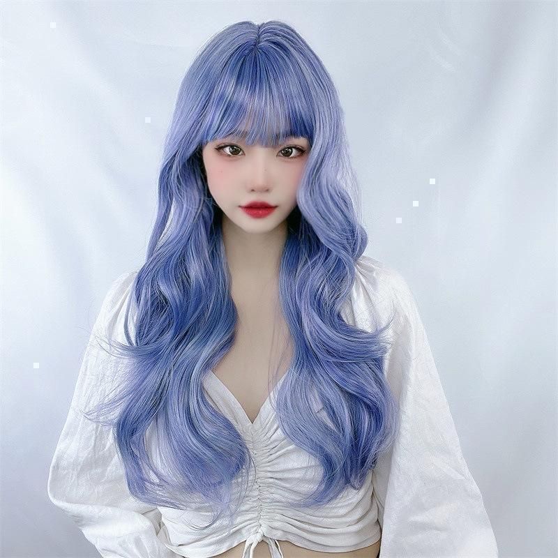 SHOPS】ロング ウィッグ ウェイブ ヘイズブルー コスプレ 自然 カール ウェーブ 巻き髪 ロングヘアー かつら 女装 フルウィッグ ロリータ コスプレ  wig 小顔 ネット ギフト - メルカリ