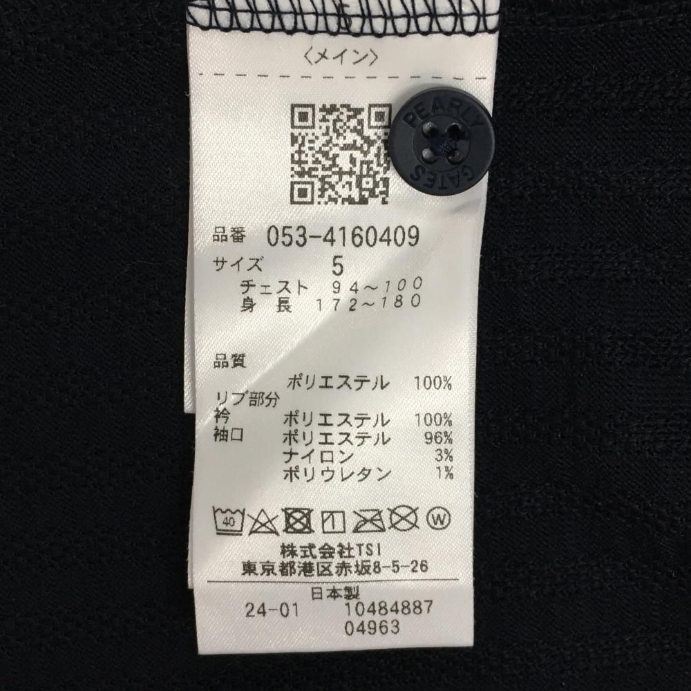美品】パーリーゲイツ 半袖ポロシャツ ネイビー×ベージュ 胸元ライン