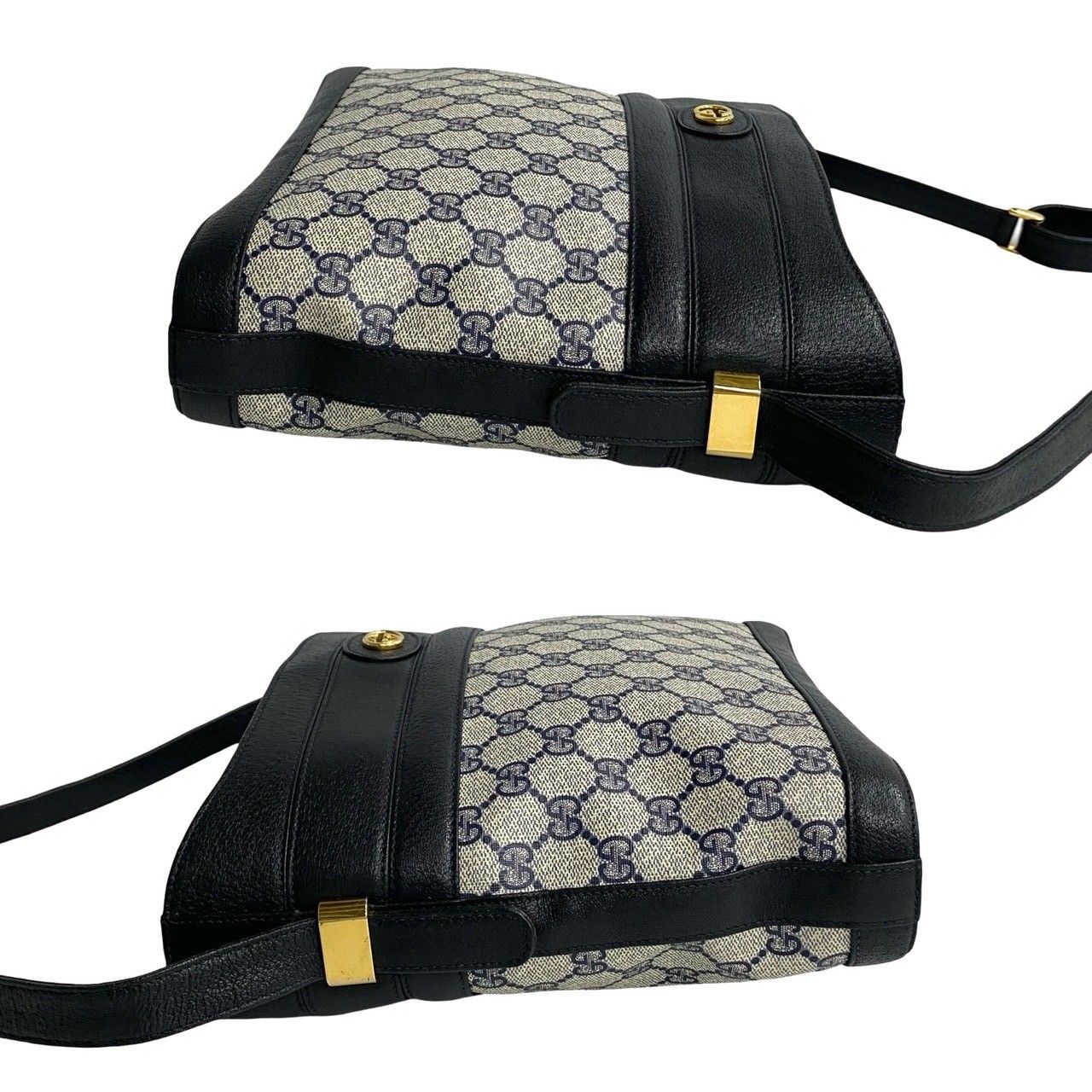 極 美品 保存袋付き GUCCI グッチ オールドグッチ GG ロゴ レザー 本革 