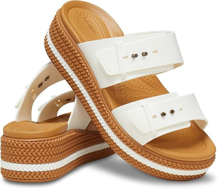 クロックス crocs レディース サンダル Brooklyn Woven Buckle W|ブルックリン ロー ウェッジ ウーブン バックル W|チョーク 207431