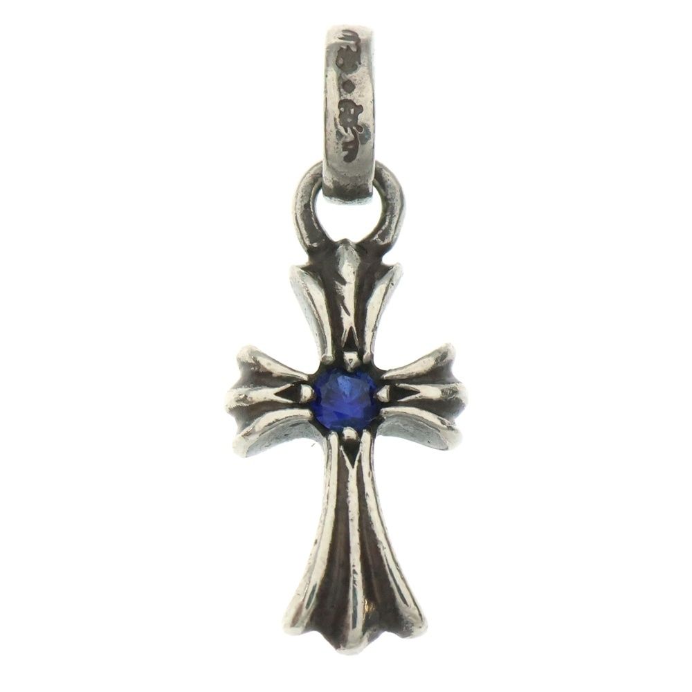 CHROME HEARTS クロムハーツ CRS BBYFAT SAP ベイビーファットクロス 両面1サファイア ペンダントトップ シルバー BCA238