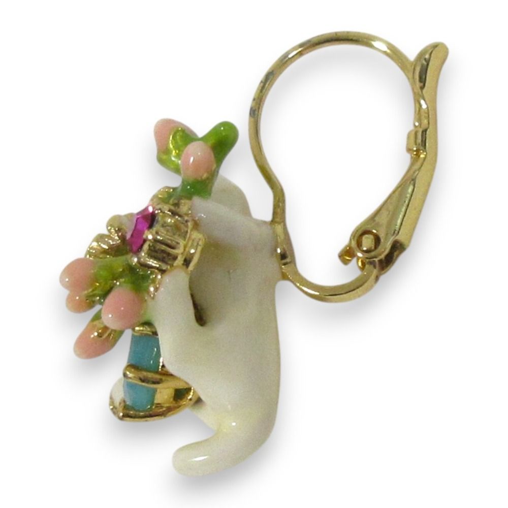 美品 Les Nereides レネレイド キャット 白猫モチーフ ピアス