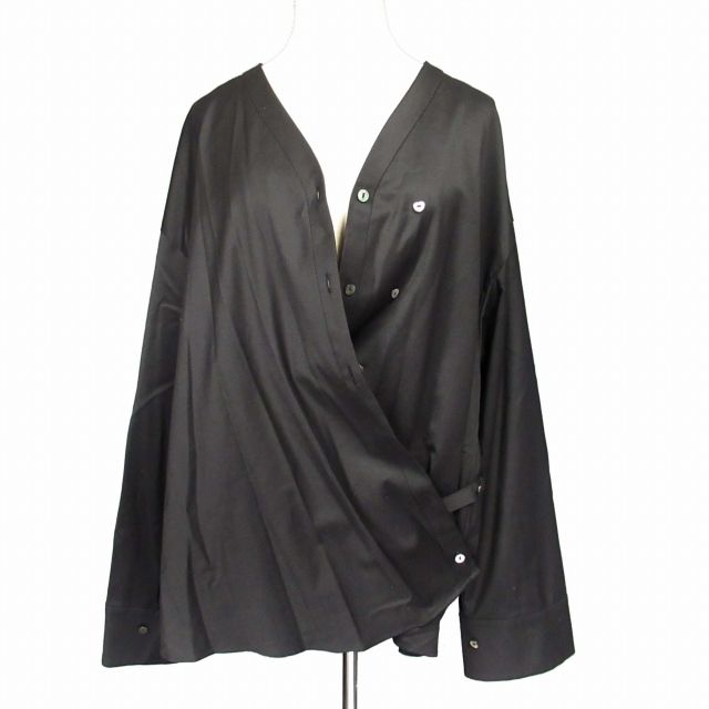 美品 23aw デレス deres Secret heart shirt jacket シークレットハート シャツジャケット ブラウス カシュクール ハートボタン F 黒 美品 23aw デレス deres Secret heart shirt jacket