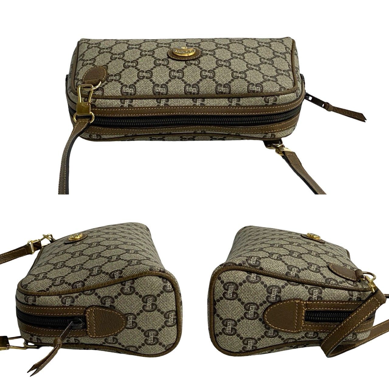 ほぼ未使用 GUCCI グッチ オールドグッチ グッチプラス ロゴ 柄 レザー 