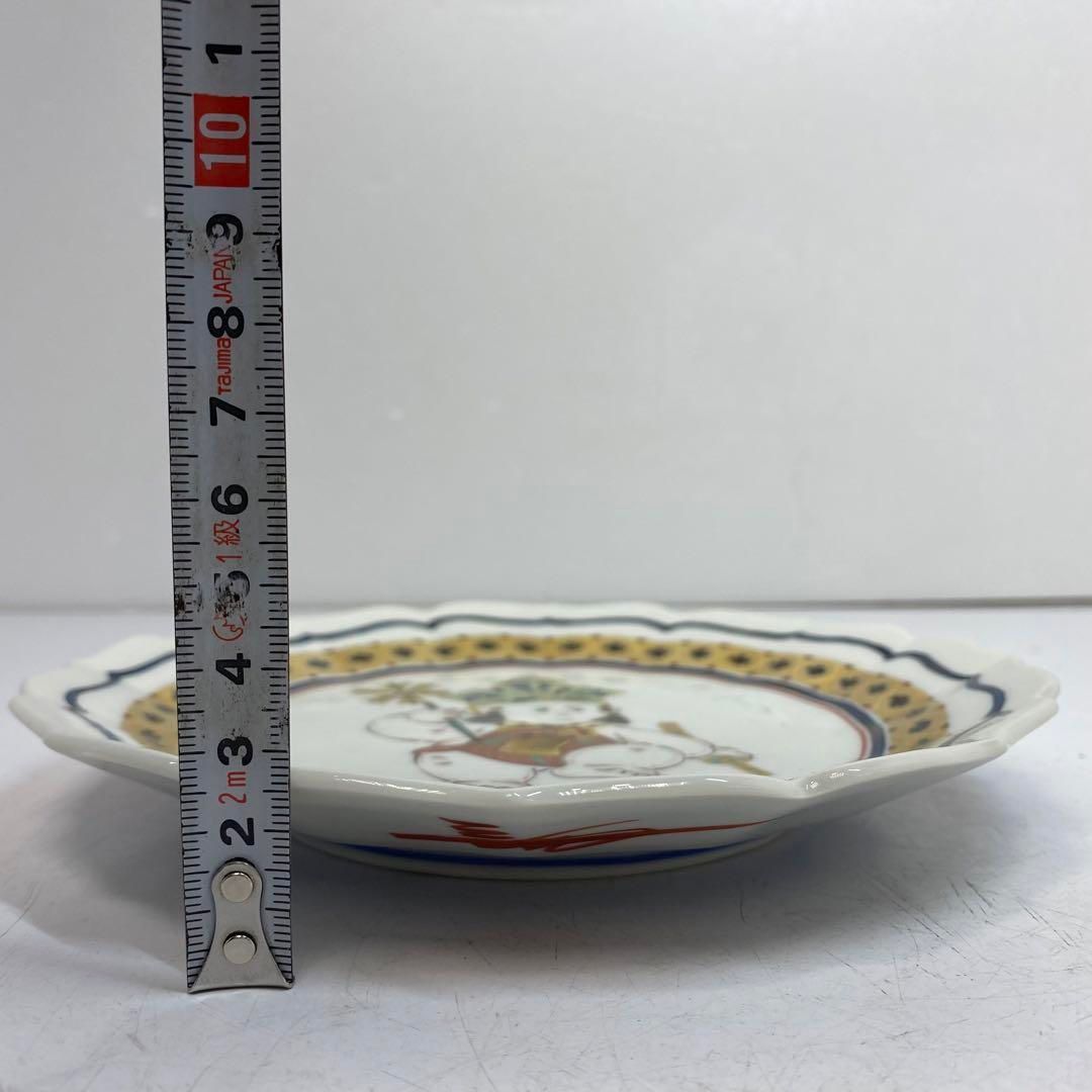 武腰一憲 九谷焼 色絵飾皿 共箱 タトチ 幅約19㎝ 東な6-0528④