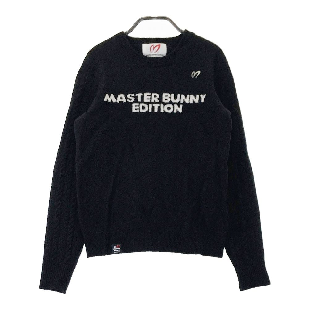 サイズ：0 MASTER BUNNY EDITION マスターバニーエディション 2023年モデル 裏地付 長袖 ニットセーター ロゴ総柄 ブラック系 [240101492609] ゴルフウェア レディース ストスト ゴルフ サイズ：0 MASTER BUNNY EDITION マスターバニーエディション