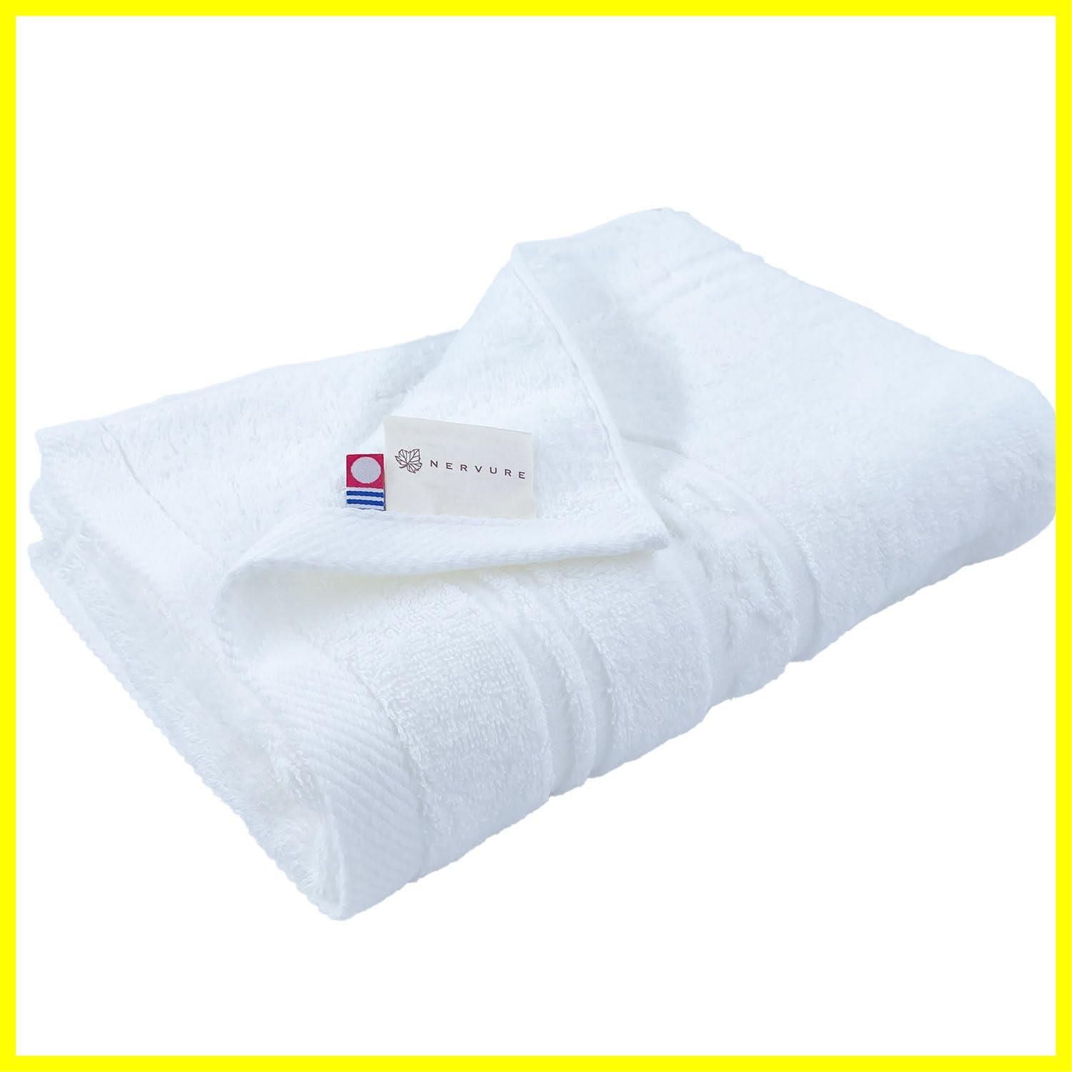 【人気商品】国産 ボリューム 吸水 厚手 日本製 綿100% 60×120cm バスタオル ホワイト ホテル仕様 NERVURE 今治タオルブランド