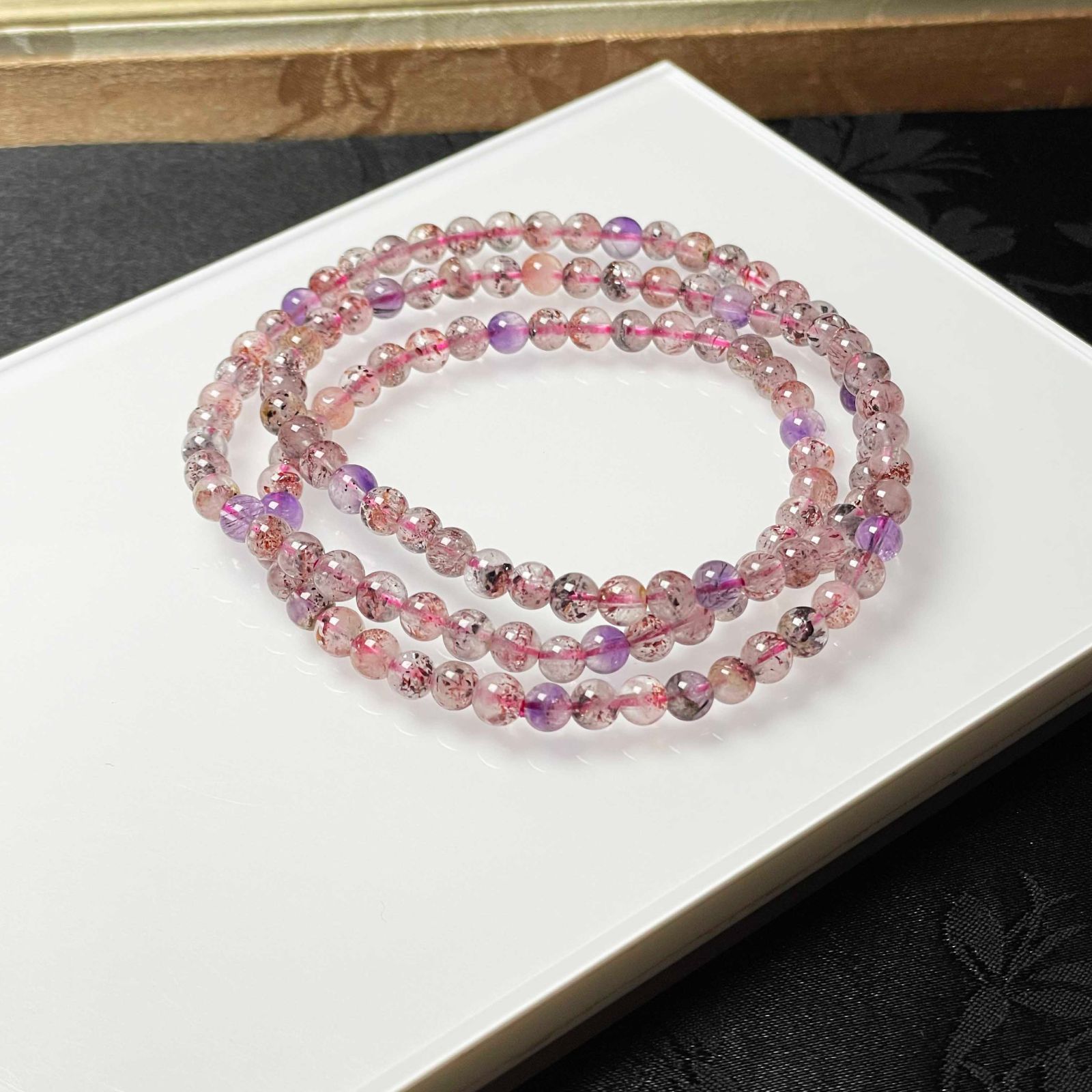 EU製 スーパーセブン パワーストーン 3本巻きブレスレット 天然石 原石 お守り プレゼント プレゼント 4.3-4.7mm ZB9434 WWW_SHINETEETH_COM