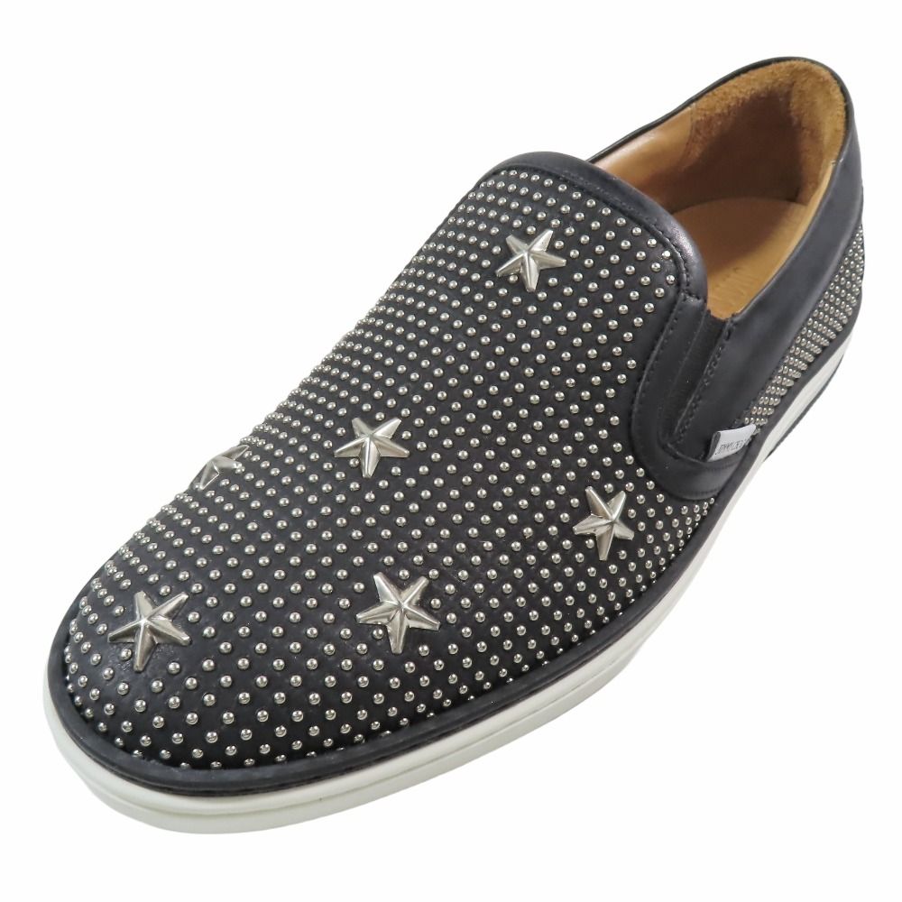 JIMMY CHOO ジミーチュウ GROVE グローブ スリッポン スター スタッズ レザー シューズ スニーカー 40 黒 ブラック メンズ 古着
