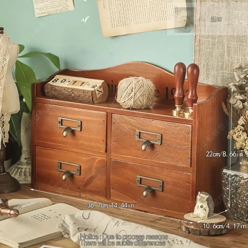 アンティーク木製小物収納 引き出し10個 ブラウン